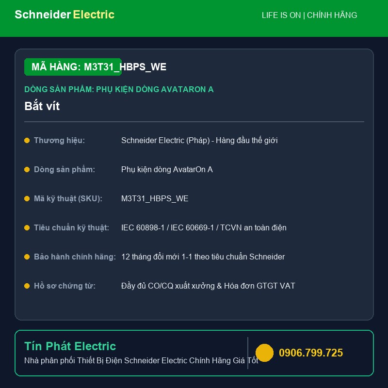 M3T31_HBPS_WE - Thiết Bị Điện Schneider M3T31_HBPS_WE - Bắt vít