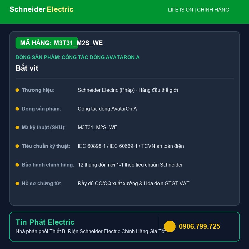 M3T31_M2S_WE - Thiết Bị Điện Schneider M3T31_M2S_WE - Bắt vít