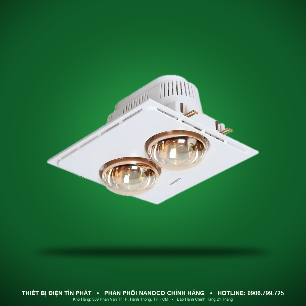 NBHR202W - NBHR202W – Đèn sưởi âm trần 2 bóng, màu trắng, IP54 - Nanoco
