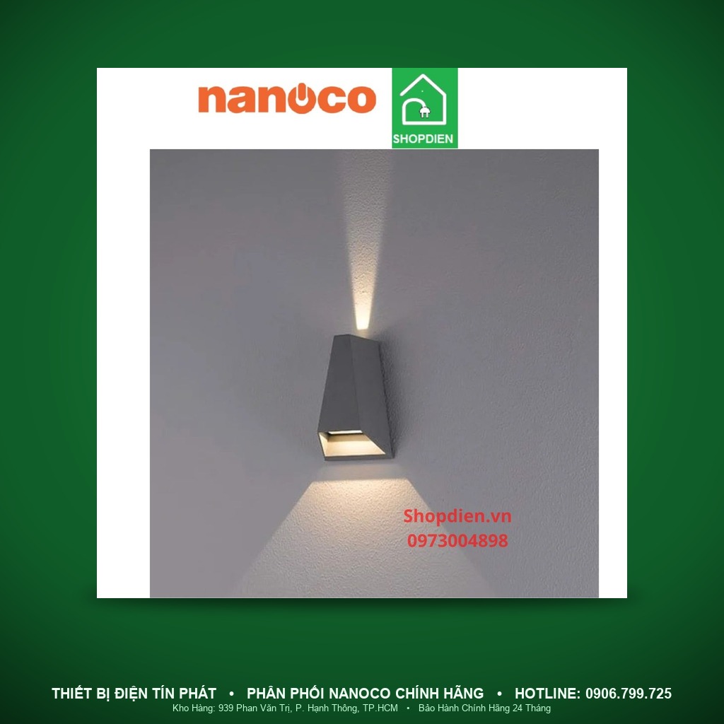 NBL2553S - NBL2553S – Đèn gắn tường 9W, màu xám đậm, 3000K, IP54 - Nanoco
