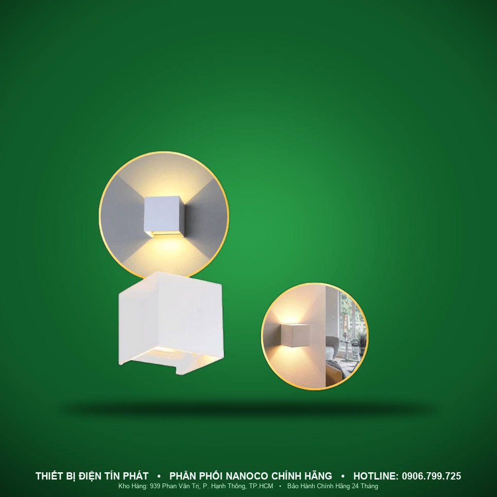 NBLS13SQW - NBLS13SQW – Đèn gắn tường Stella 6W, 3000K, trắng, IP65 - Nanoco