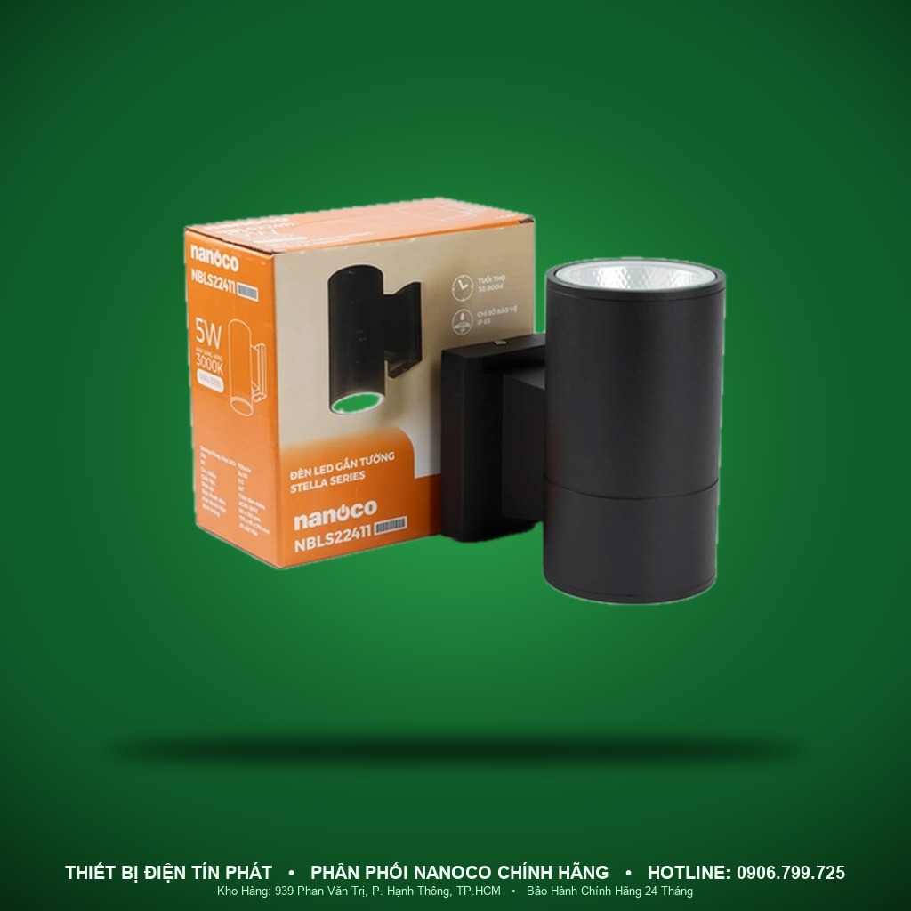 NBLS22411 - NBLS22411 – Đèn gắn tường Stella 5W, 3000K, đen, IP65 - Nanoco