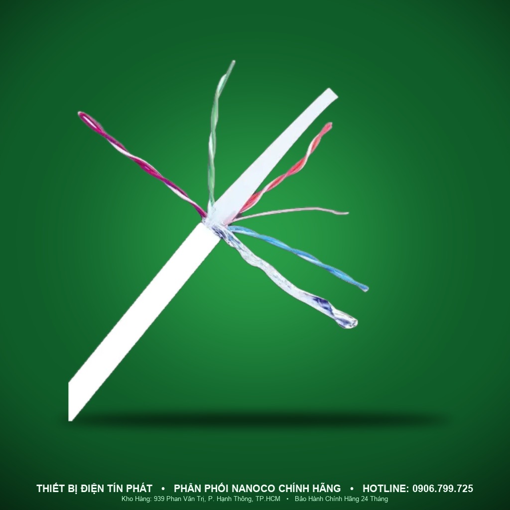 NC5E-F10W - NC5E-F10W- Cáp mạng CAT5E FTP 0,51mm, 4 đôi chống nhiễu, 10% Cu 24AWG, màu trắng, cuộn 305m - Nanoco