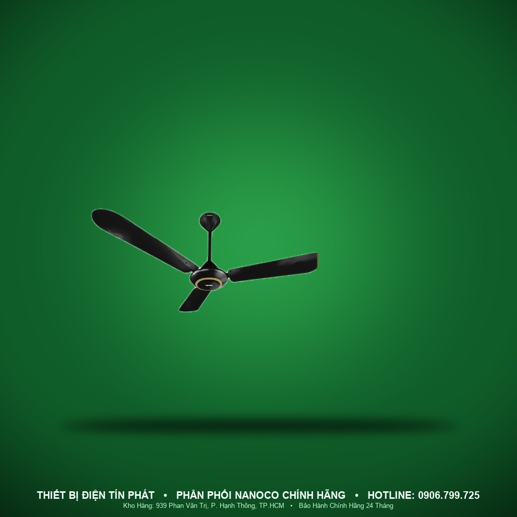 NCF5631-KS - NCF5631-KS- Quạt trần 3 cánh đen, 80W, sải cánh 140cm, ti 30cm - Nanoco