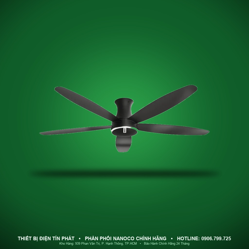 NCF6051-KS - NCF6051-KS- Quạt trần 5 cánh, đen, 40W, sải 150cm, ti 23cm - Nanoco