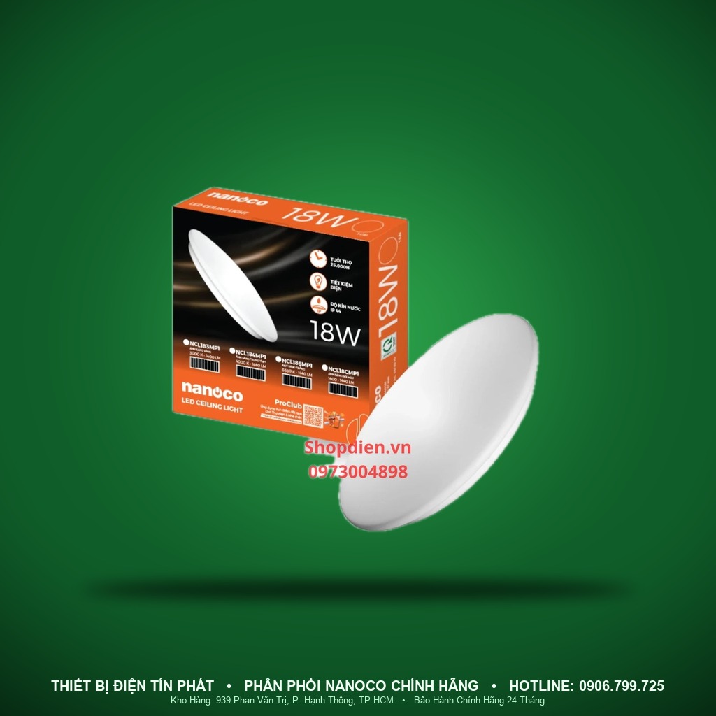 NCL186MP1 - NCL186MP1 – Đèn trần chống ẩm IP44, 18W, trắng 6500K - Nanoco
