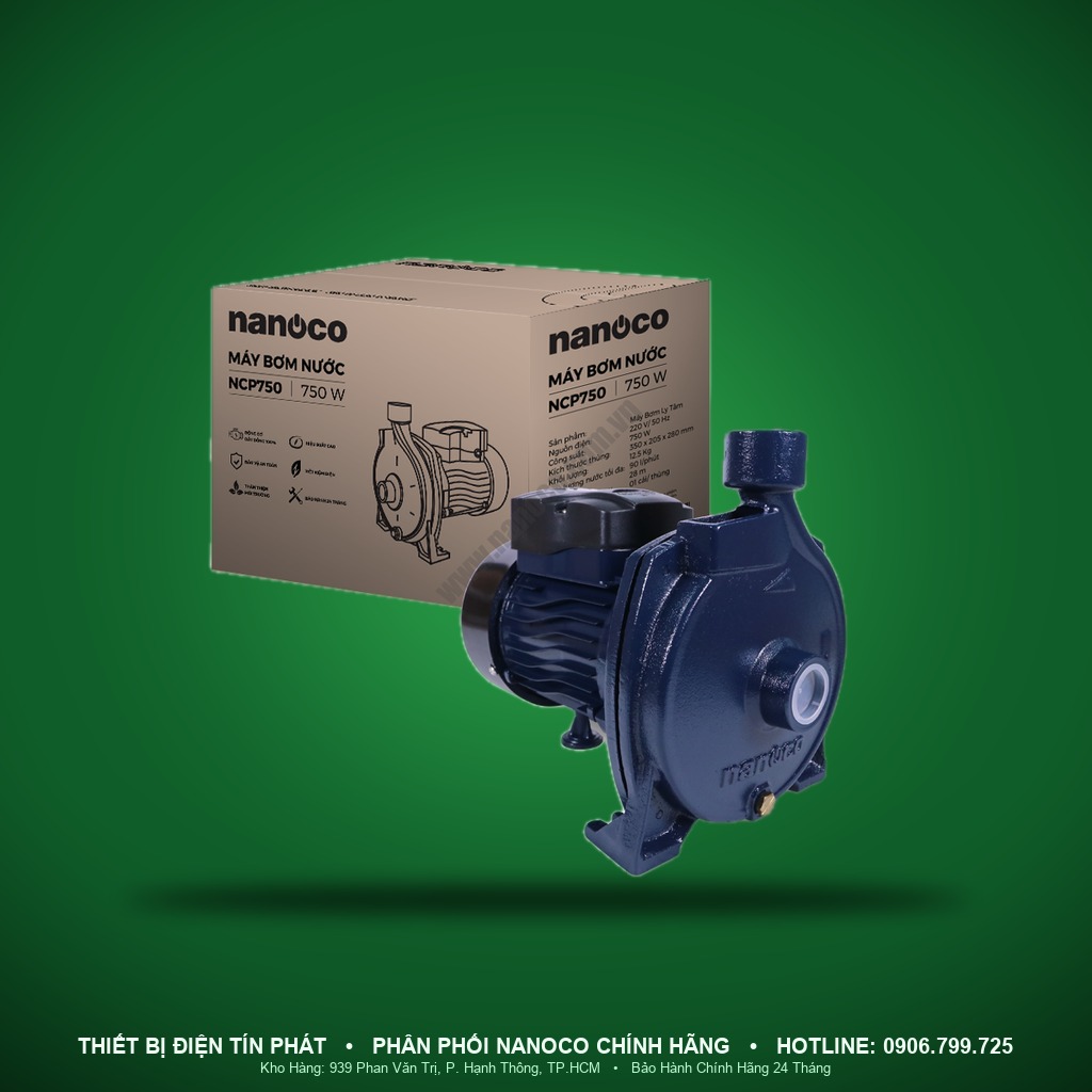 NCP750 - NCP750- Máy bơm hoạt động ly tâm, 750W, 90L/phút, cột áp 28m - Nanoco