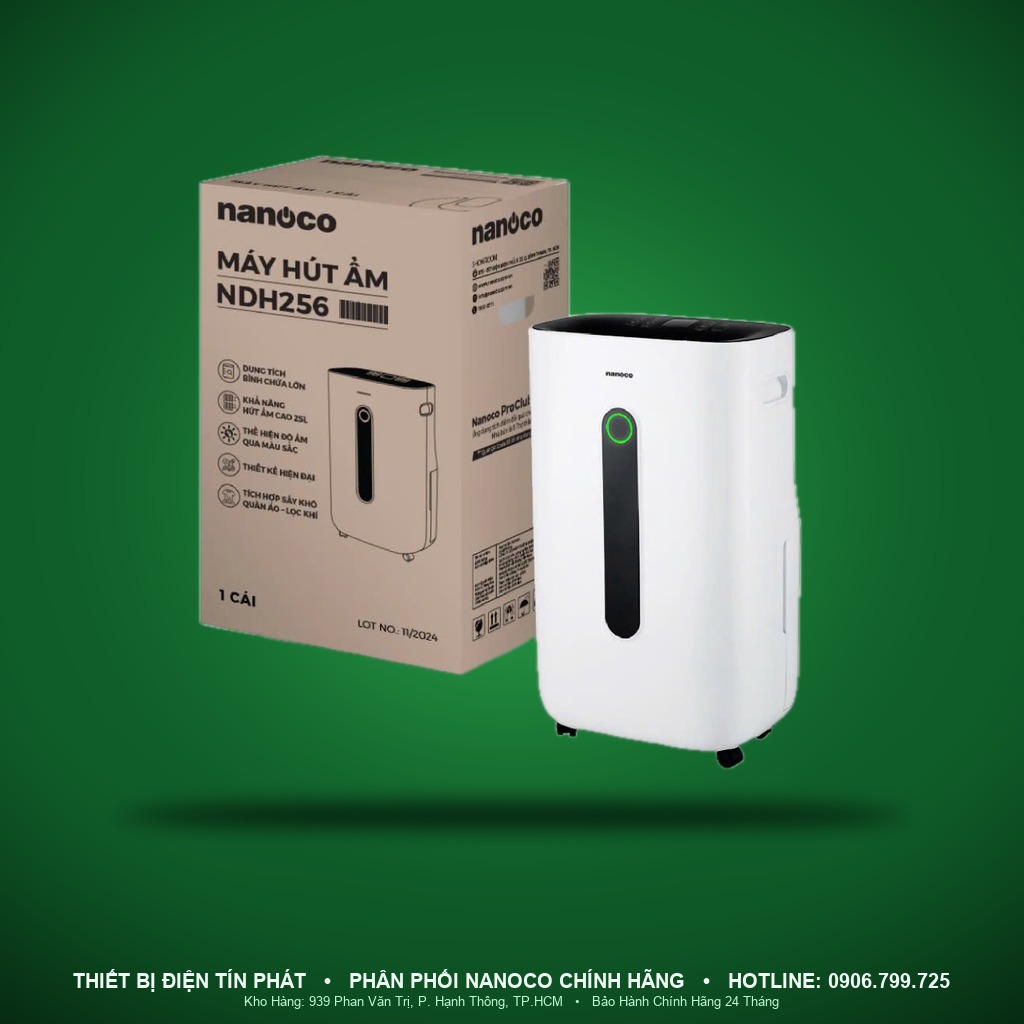 NDHA259 - NDHA259- Máy hút ẩm kiêm lọc không khí, 25L/ngày, 400W, dùng cho 30–42m² - Nanoco