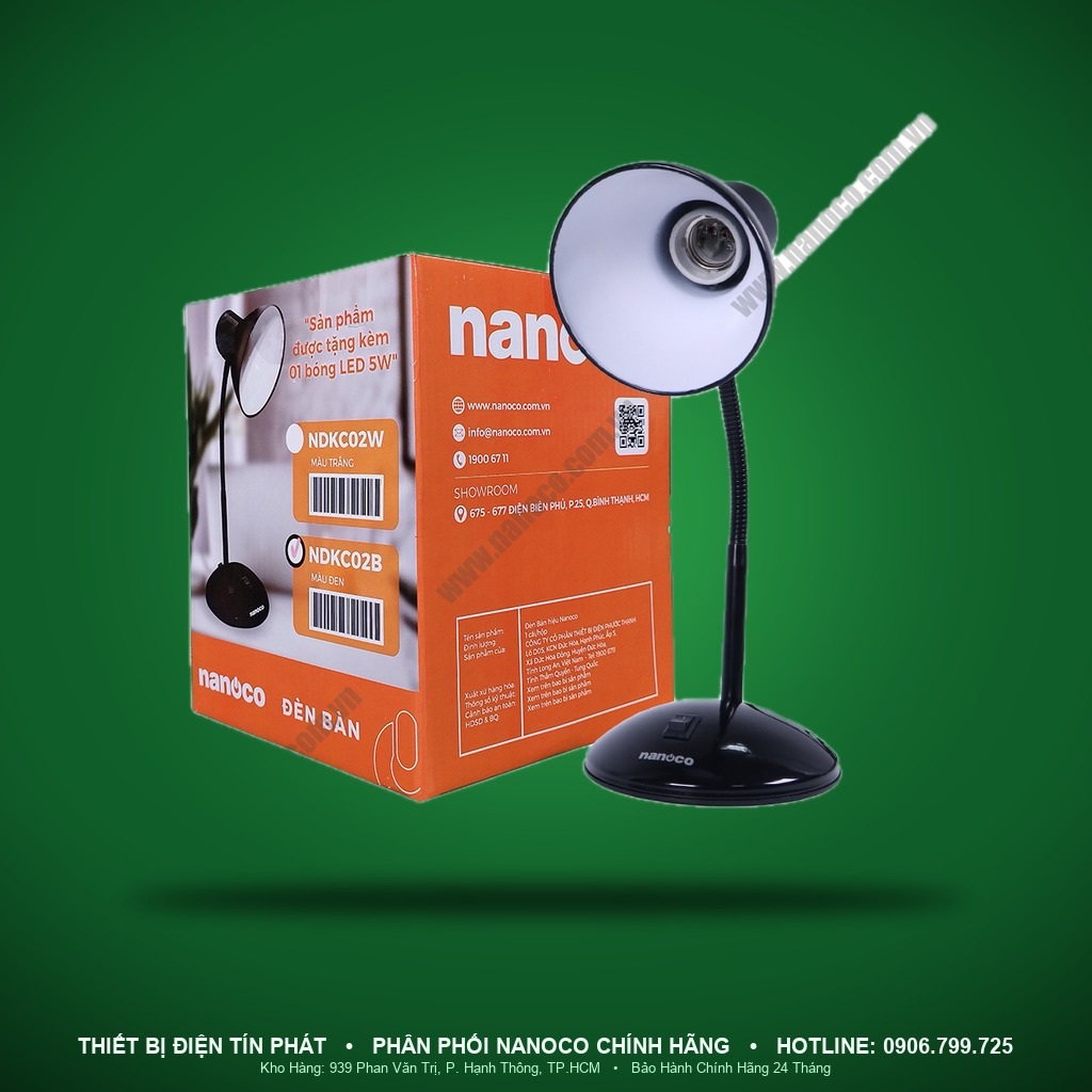 NDKC02B - NDKC02B – Đèn bàn dùng bóng E27, màu đen - Nanoco