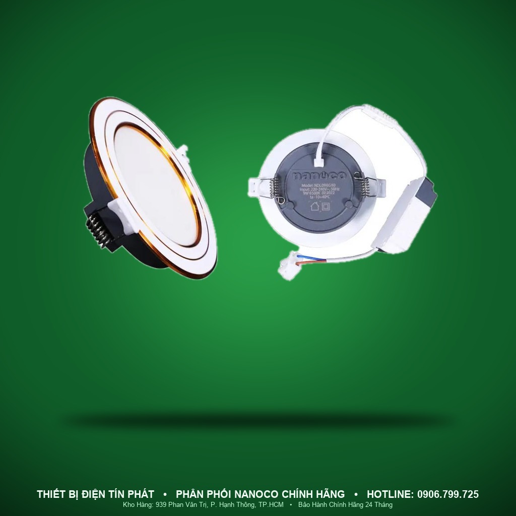 NDL096G90 - NDL096G90 – Đèn Downlight 3S Series viền vàng, 9W, trắng 6500K, khoét lỗ Ø90mm - Nanoco