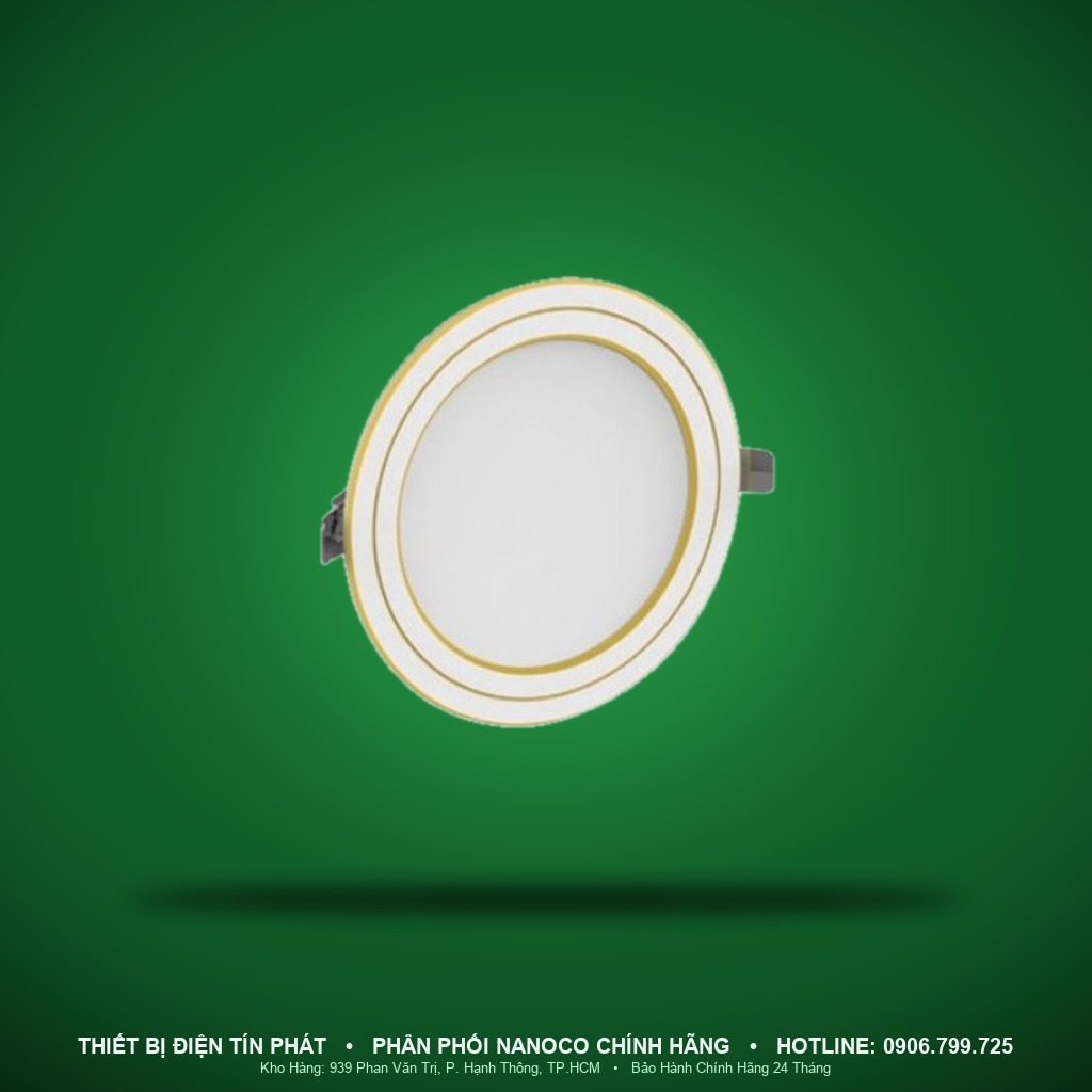 NEMD106G110 - NEMD106G110 – Đèn Downlight Eco Metal viền vàng, 10W, trắng 6500K, khoét lỗ Ø110mm - Nanoco