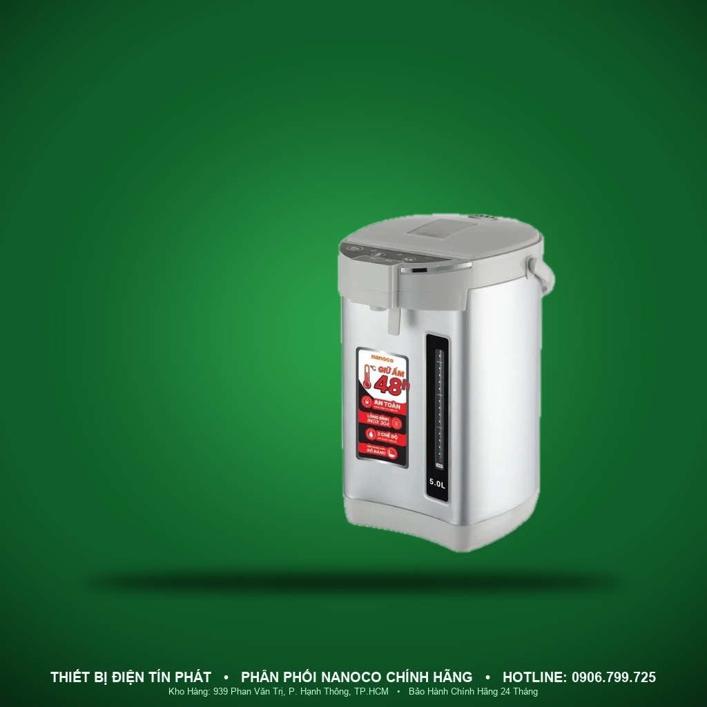 NETF501 - NETF501- Bình đun nước bình thủy điện xám, 5L, 1600W - Nanoco