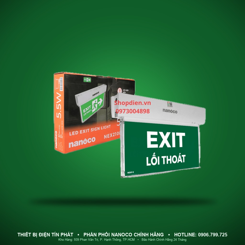 NEX2108C1 - NEX2108C1 – Đèn EXIT chỉ dẫn thoát hiểm LED 5.5W, IP40, có chứng nhận PCCC - Nanoco