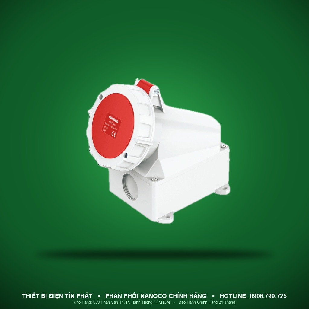 NIS134-6 - NIS134-6- Ổ cắm công nghiệp gắn nổi kín nước 63A - 4P - 400V - 6H - IP67 - Nanoco