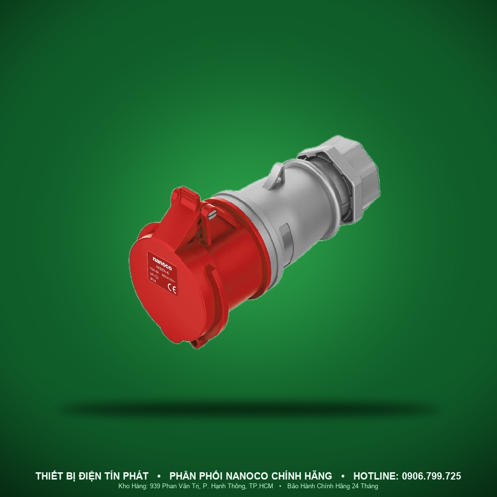 NIS214-6 - NIS214-6- Ổ cắm công nghiệp nối di động 16A - 4P - 400V - 6H - IP44 - Nanoco