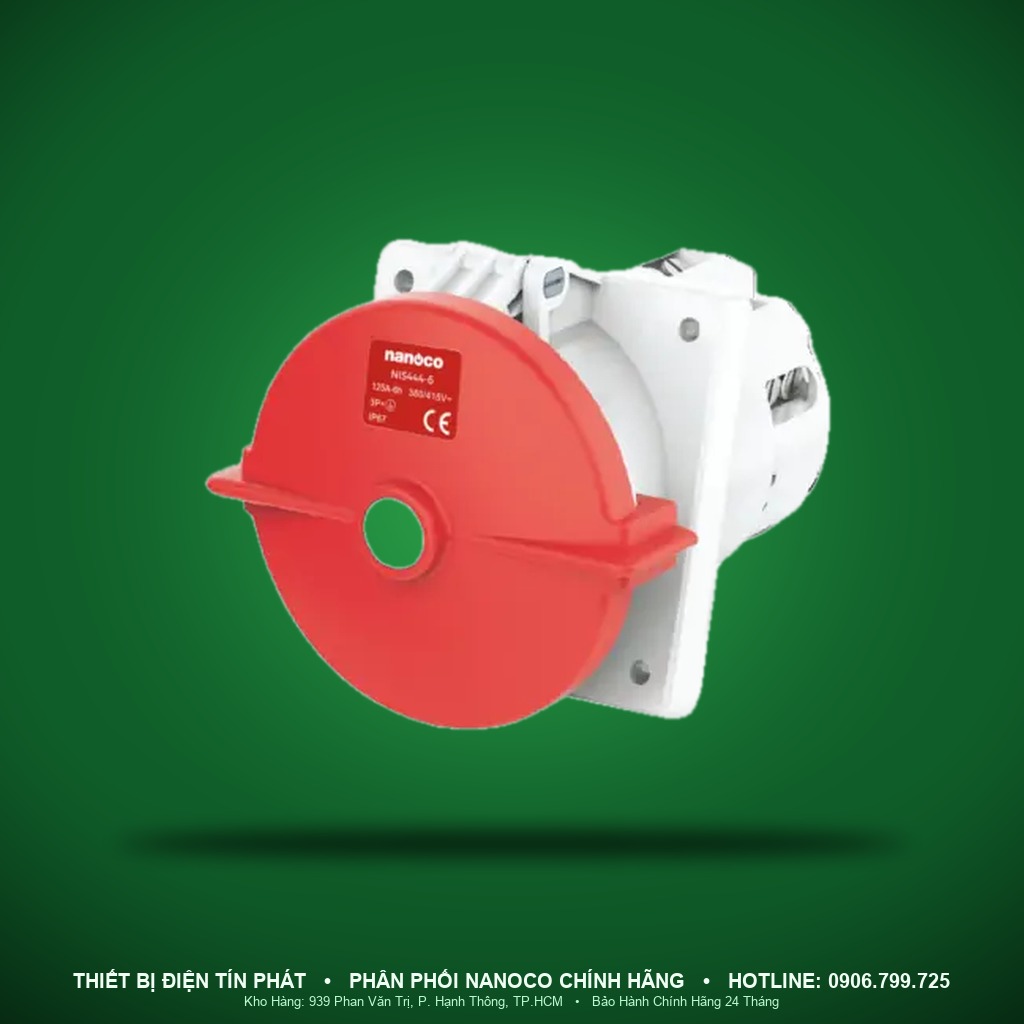 NIS444-6 - NIS444-6- Ổ cắm công nghiệp gắn âm dạng nghiêng kín nước 125A - 4P - 400V - 6H - IP67 - Nanoco