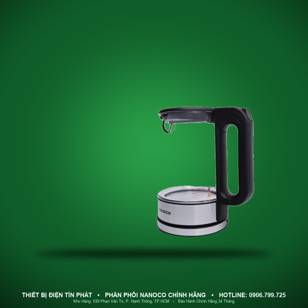 NKT1790 - NKT1790- Bình đun nước ấm siêu tốc thủy tinh, 1.7L, 1850-2200W - Nanoco