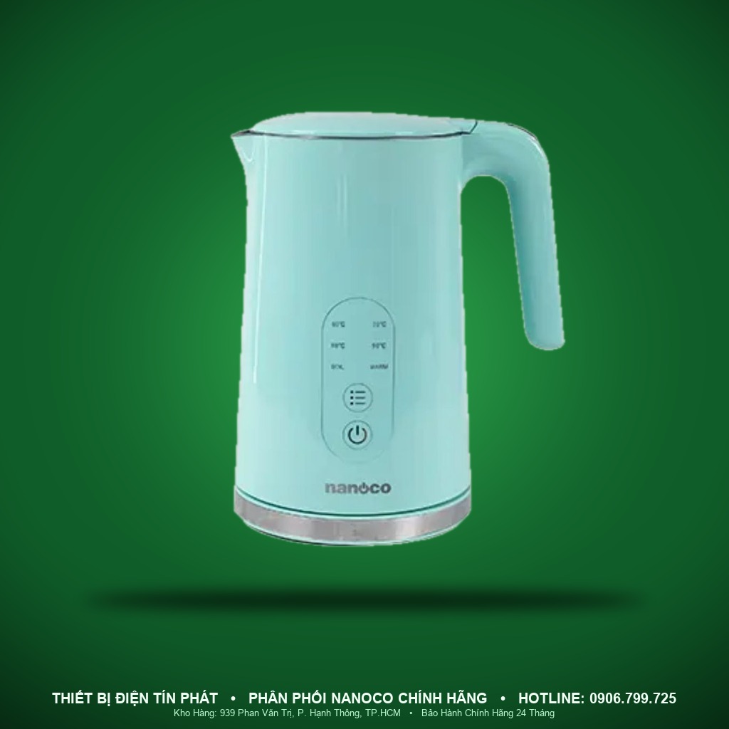 NKT1791G - NKT1791G- Bình đun nước ấm siêu tốc xanh ngọc, 1.7L, 1850-2200W - Nanoco