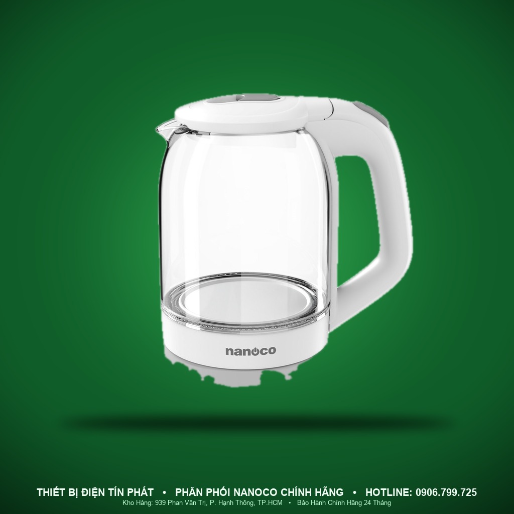 NKT1875W - NKT1875W- Bình đun nước ấm siêu tốc trắng, 1.8L, 1500W - Nanoco