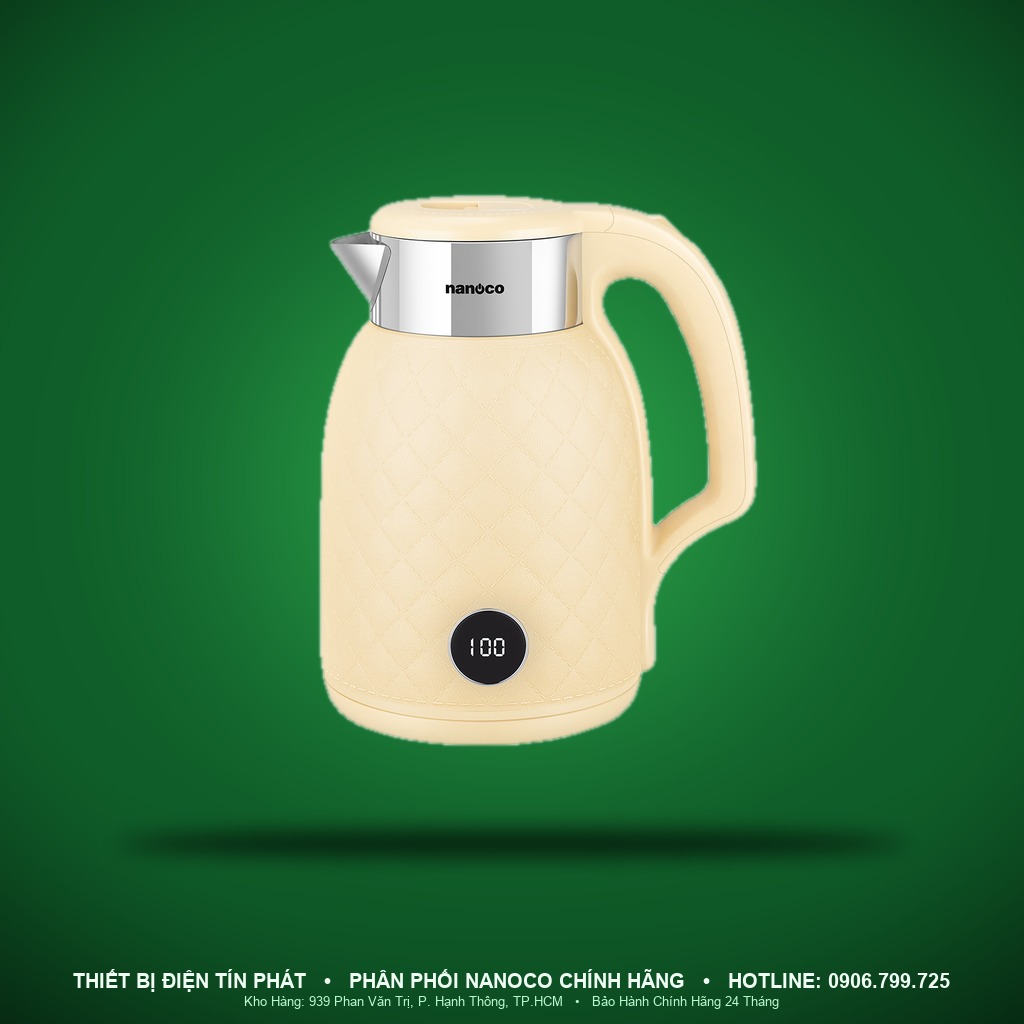 NKT1889B - NKT1889B- Bình đun nước ấm siêu tốc xanh/vàng, 1.8L, 1800W - Nanoco