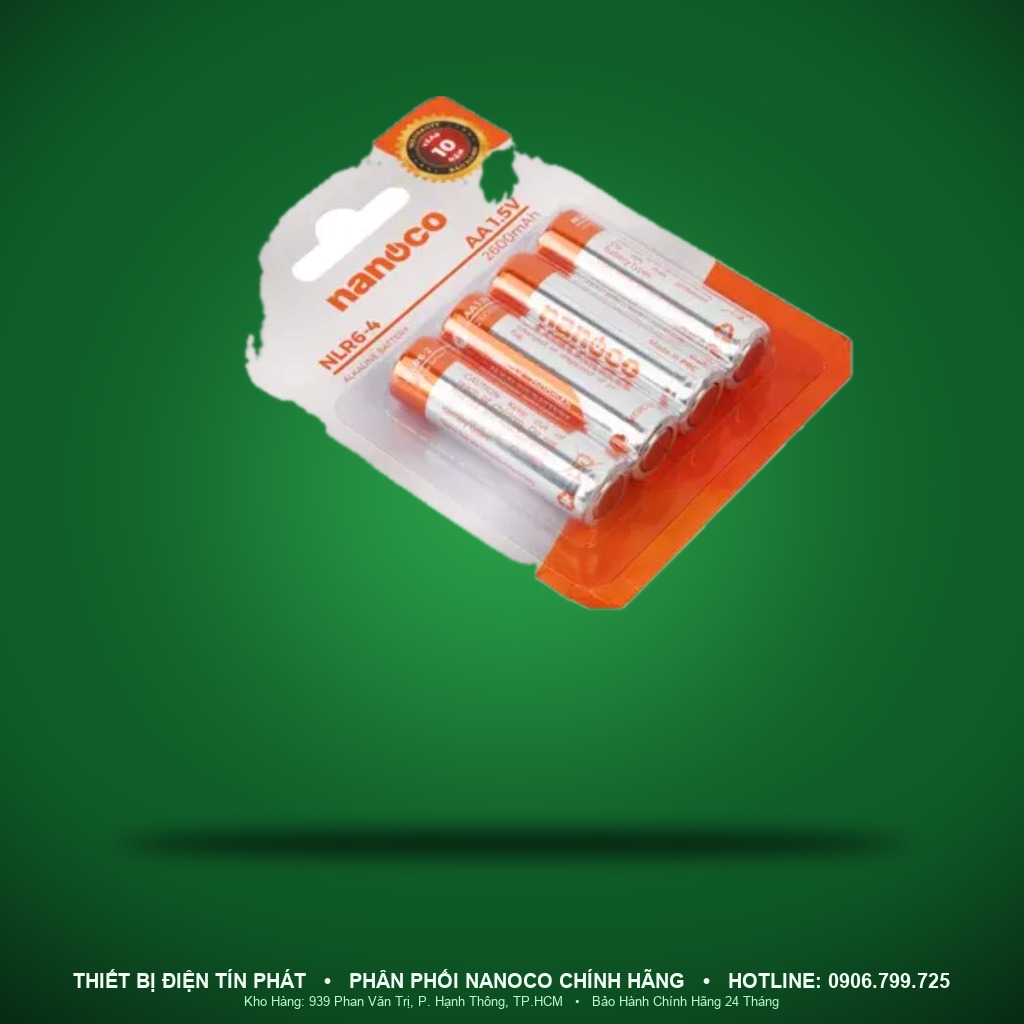 NLR6-4 - NLR6-4 – Vỉ 4 viên pin AA Alkaline 1.5V - Nanoco