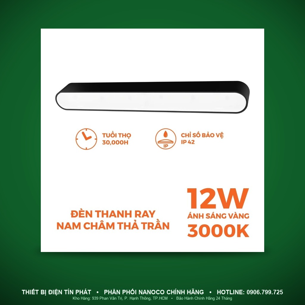 NMGF124BS - NMGF124BS – Đèn pha nam châm 12W 4000K DC48V màu đen - Nanoco