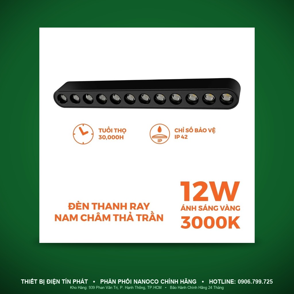 NMGG123BS - NMGG123BS – Đèn chiếu điểm nam châm 12W 3000K DC48V màu đen - Nanoco