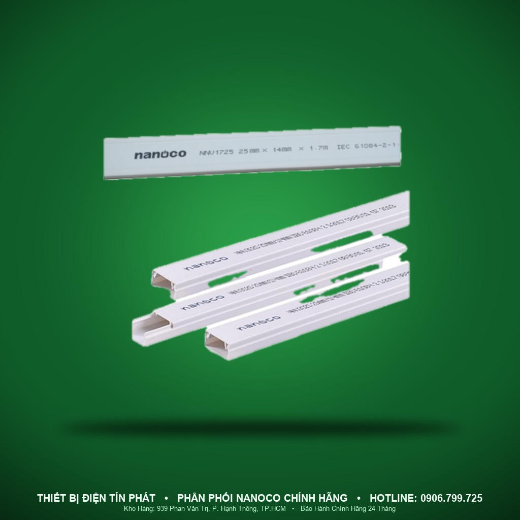 NNV1720 - NNV1720- Nẹp luồn dây điện dạng vuông 20x10mm - dài 1,7m - Nanoco