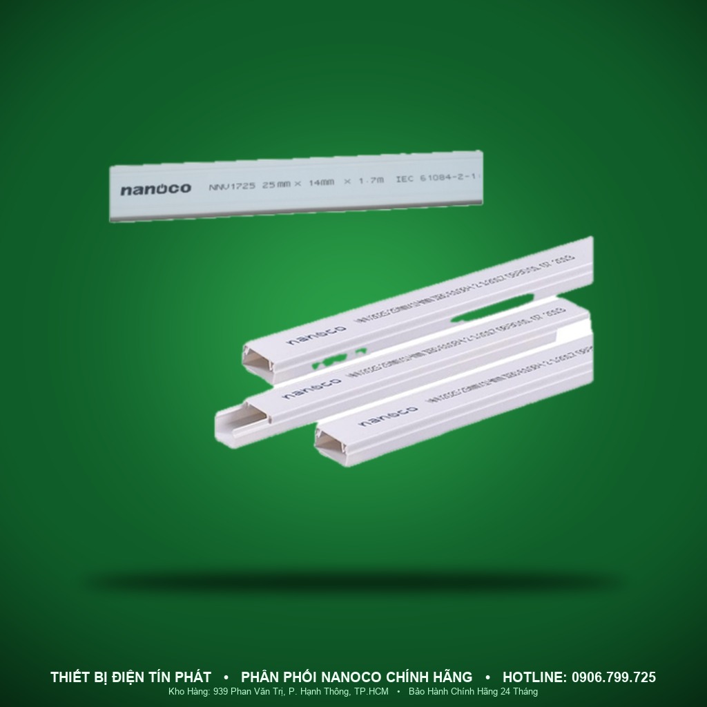 NNV1725 - NNV1725- Nẹp luồn dây điện dạng vuông 25x14mm - dài 1,7m - Nanoco