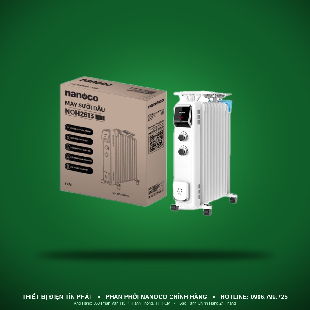 NOH2613 - NOH2613- Máy sưởi dầu 13 thanh, 2600W, nút vặn - Nanoco