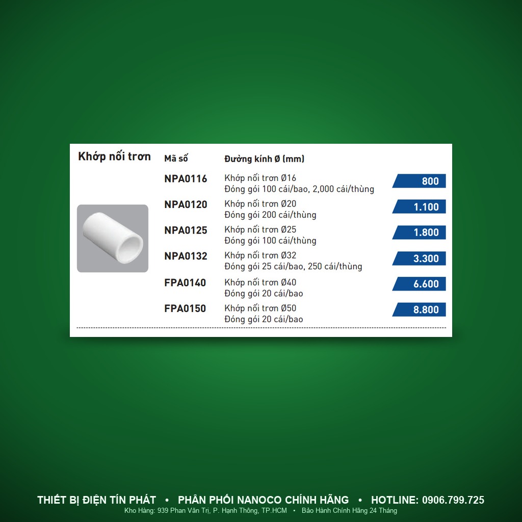 NPA0116 - NPA0116- Khớp nối tròn Ø16 - Nanoco