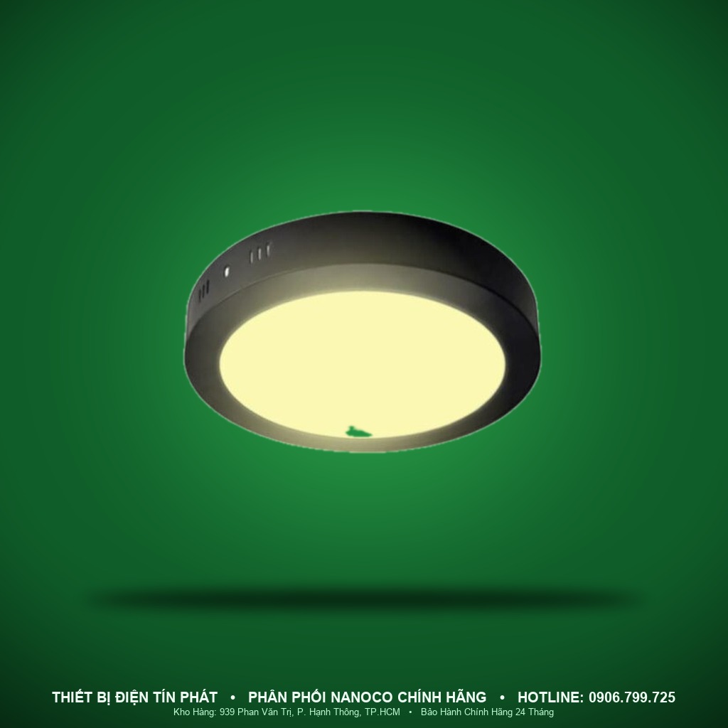 NPL123RB - NPL123RB – Đèn ốp nổi tròn viền đen, 12W, vàng 3000K - Nanoco