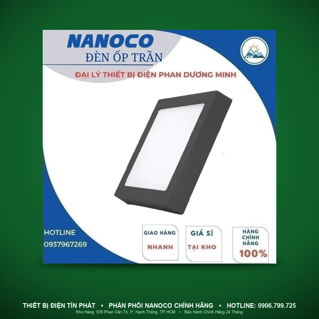 NPL24CSB - NPL24CSB – Đèn ốp nổi vuông viền đen, 24W, đổi màu 3000K-4000K-6500K - Nanoco