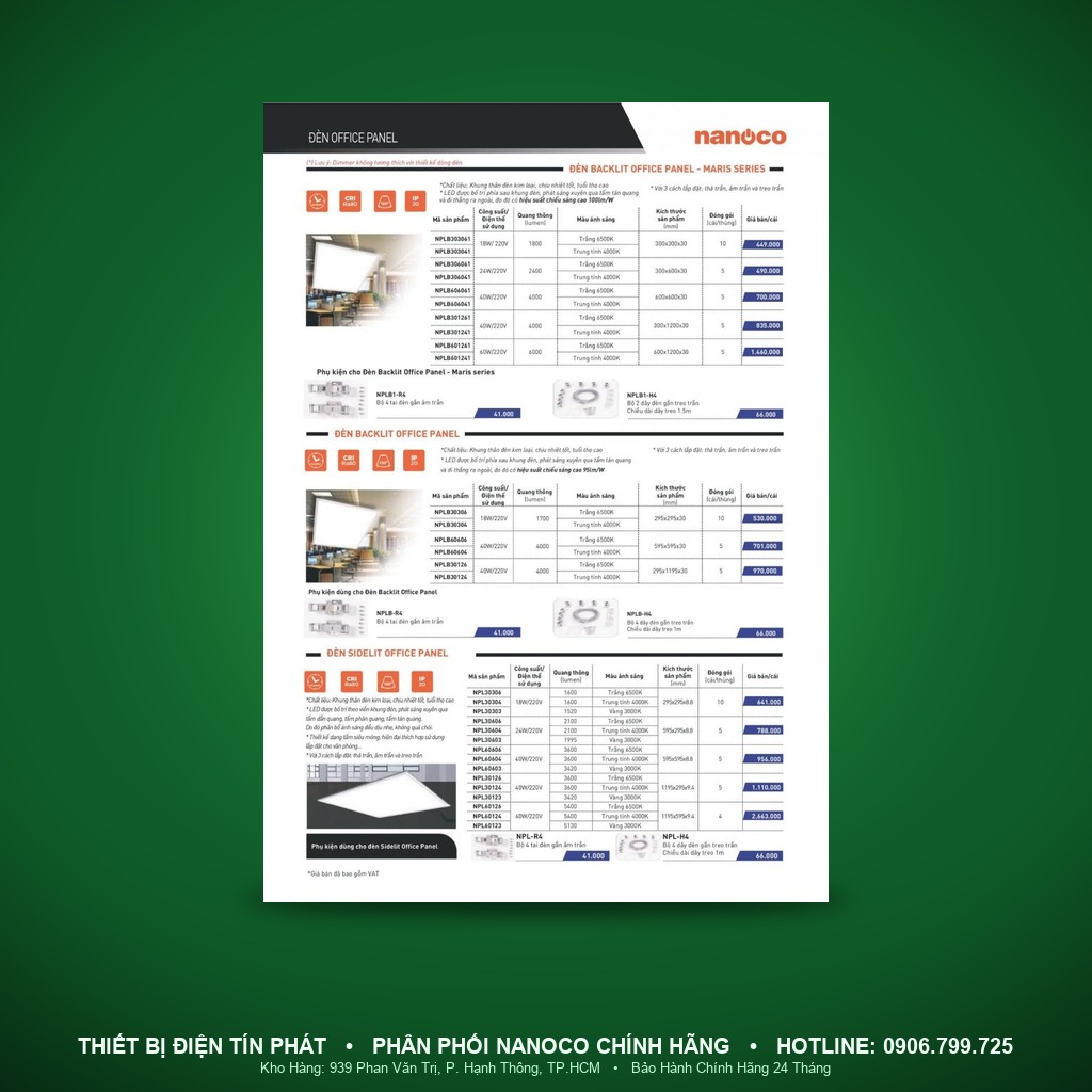 NPL60603 - NPL60603 – Đèn Sidelit Office Panel, 40W, vàng 3000K - Nanoco