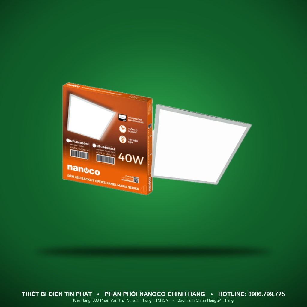 NPLB303041 - NPLB303041 – Đèn Backlit Office Panel Maris Series, 18W, trung tính 4000K - Nanoco
