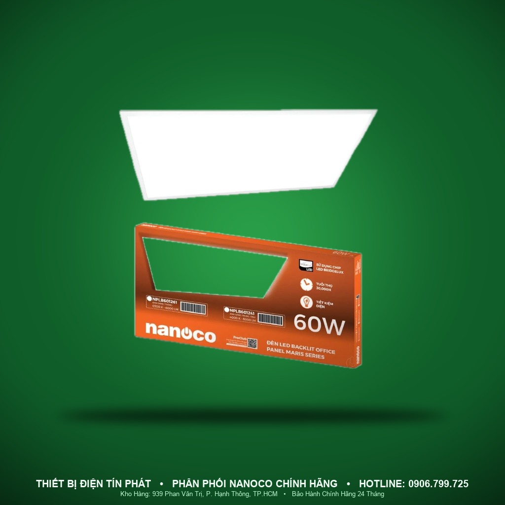 NPLB601241 - NPLB601241 – Đèn Backlit Office Panel Maris Series, 60W, trung tính 4000K - Nanoco
