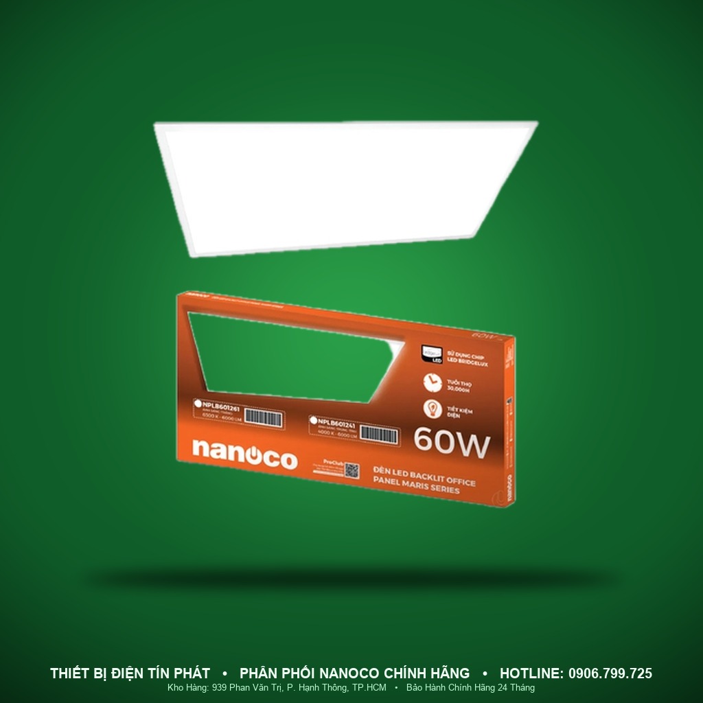 NPLB601261 - NPLB601261 – Đèn Backlit Office Panel Maris Series, 60W, trắng 6500K - Nanoco