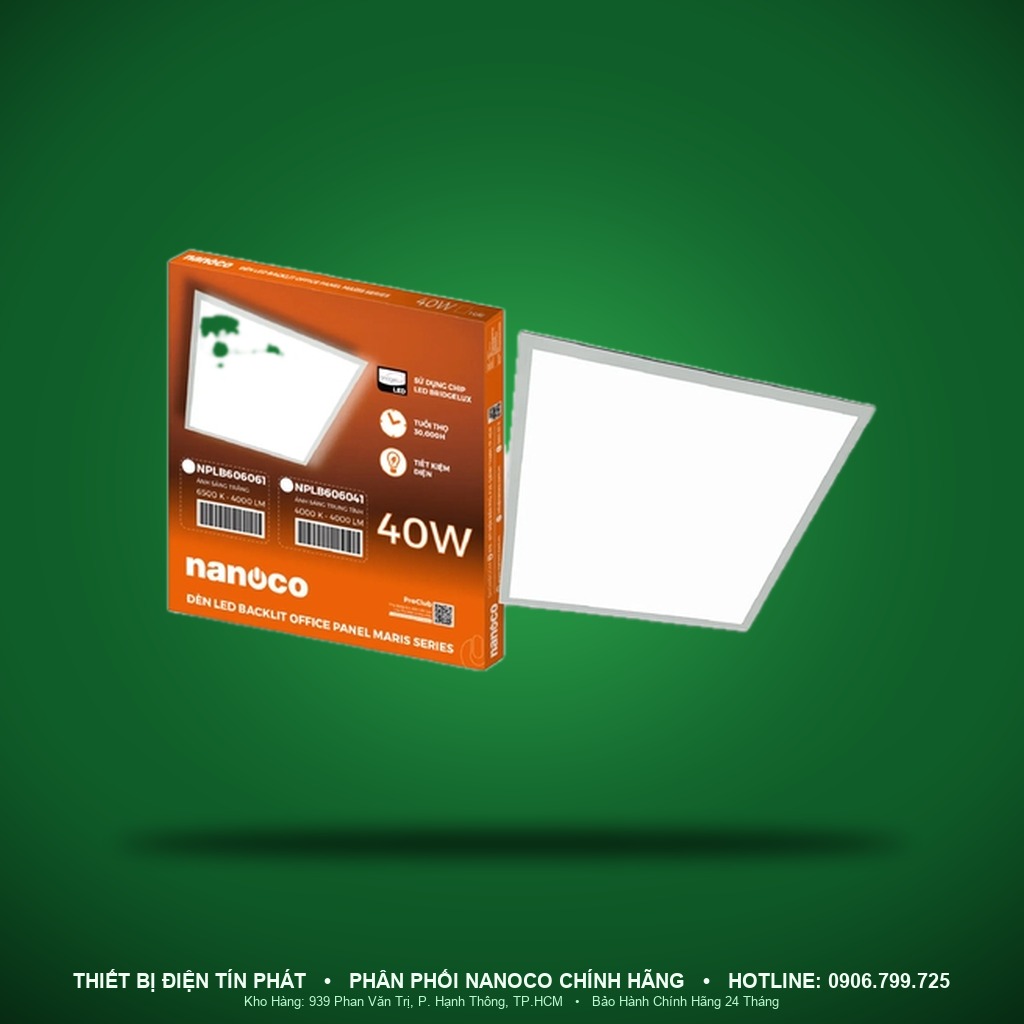 NPLB606041 - NPLB606041 – Đèn Backlit Office Panel Maris Series, 40W, trung tính 4000K - Nanoco