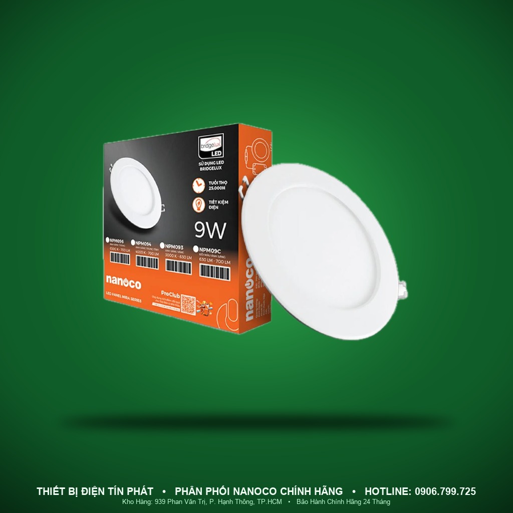 NPM093 - NPM093 – Đèn Slim Panel âm trần Mira Series, 9W, vàng 3000K, khoét lỗ Ø110mm - Nanoco
