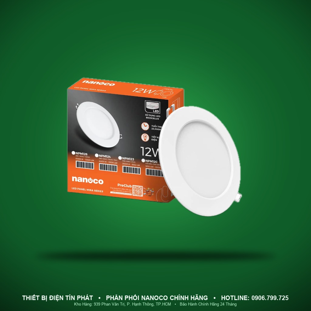 NPM123 - NPM123 – Đèn Slim Panel âm trần Mira Series, 12W, vàng 3000K, khoét lỗ Ø135mm - Nanoco