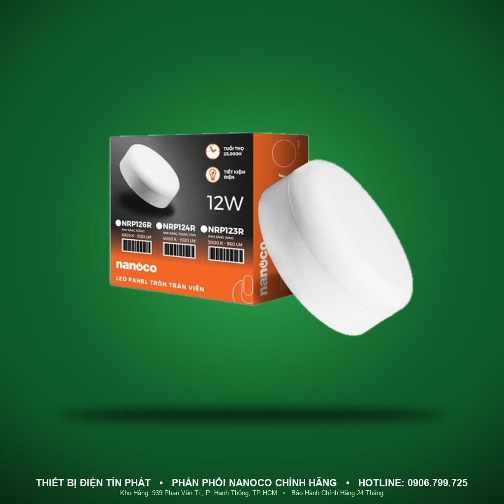NRP124R - NRP124R – Đèn ốp trần nổi viền tròn, 12W, trung tính 4000K - Nanoco