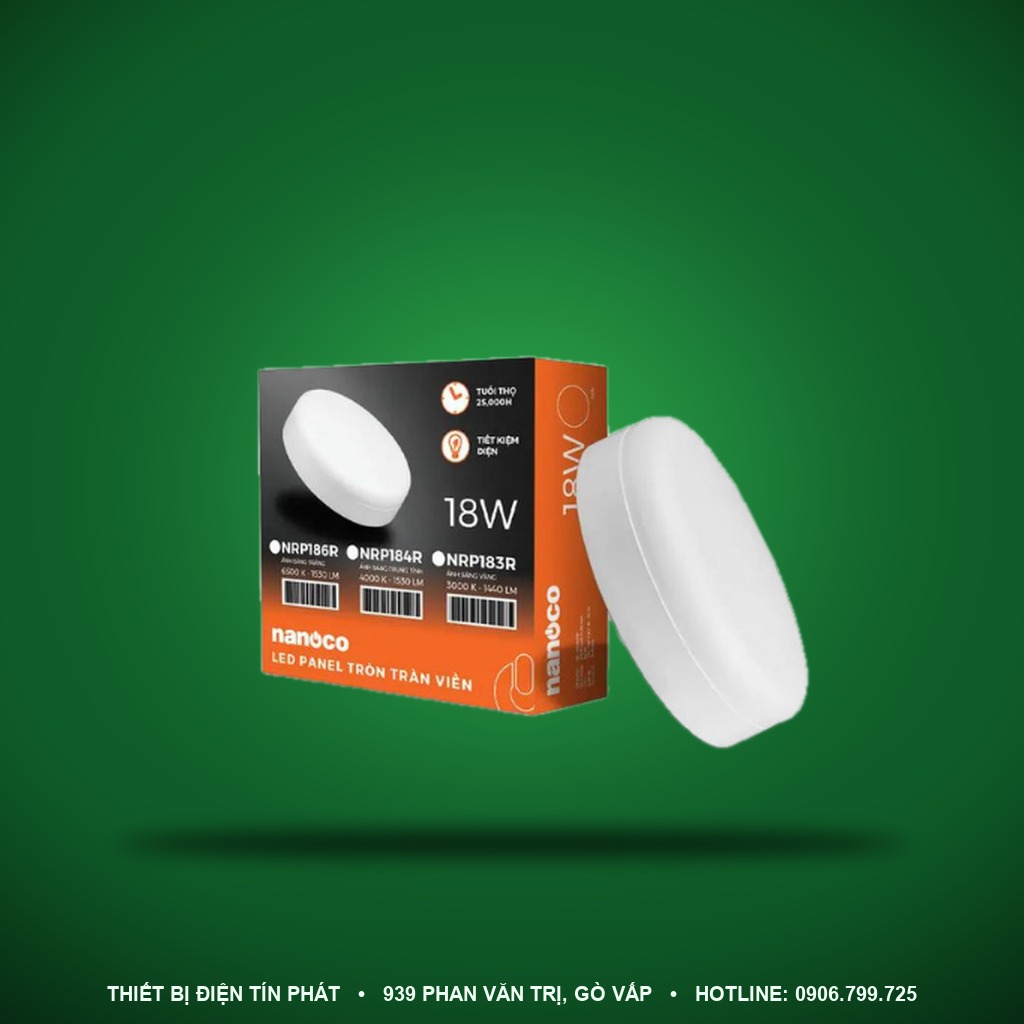 NRP186R - NRP186R – Đèn ốp trần nổi viền tròn, 18W, trắng 6500K - Nanoco
