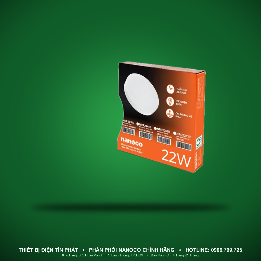 NRP2231R - NRP2231R – Đèn ốp nổi tràn viền Nancy tròn, 22W, vàng 3000K - Nanoco