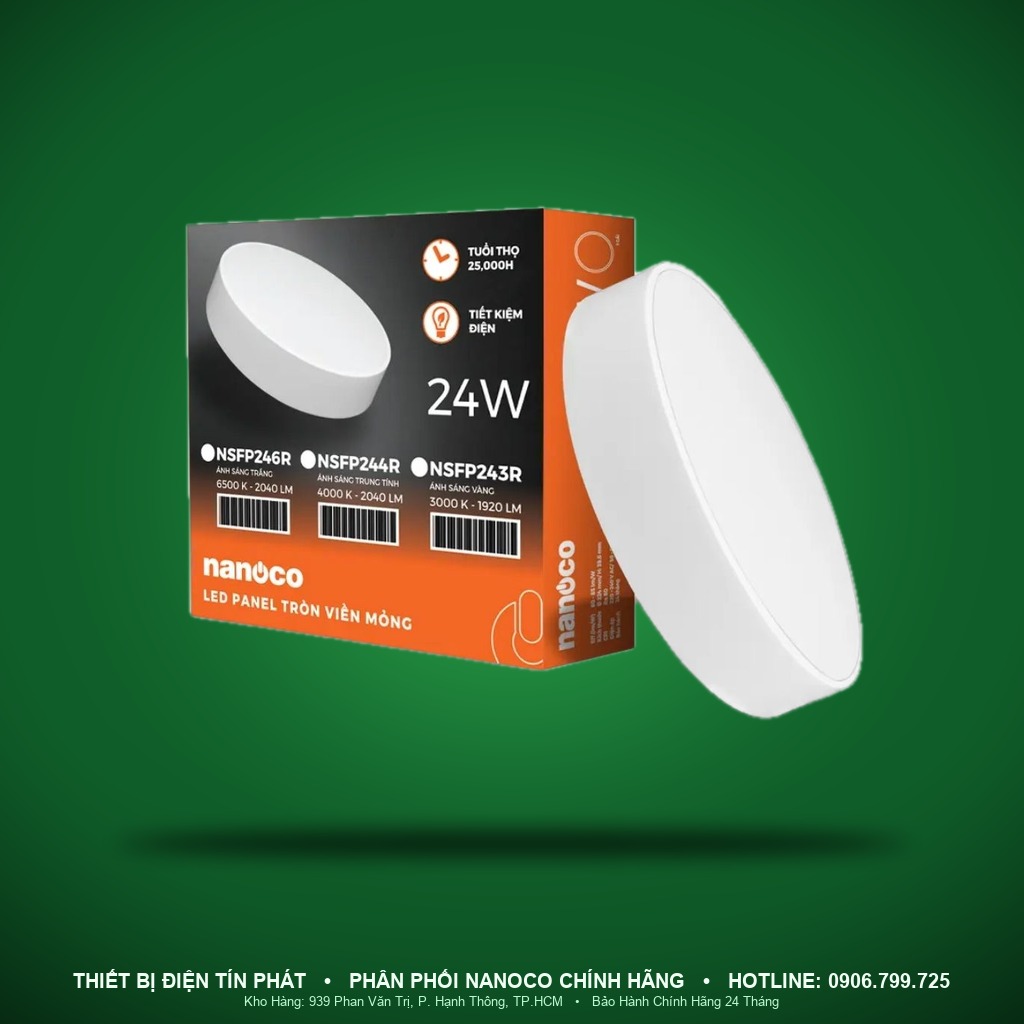 NSFP243R - NSFP243R – Đèn ốp trần nổi viền mỏng, 24W, vàng 3000K - Nanoco