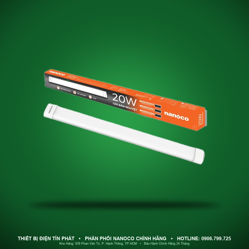 NSHO203 - NSHO203 – Đèn LED bán nguyệt oval nhôm 20W 3000K dài 0,6m - Nanoco