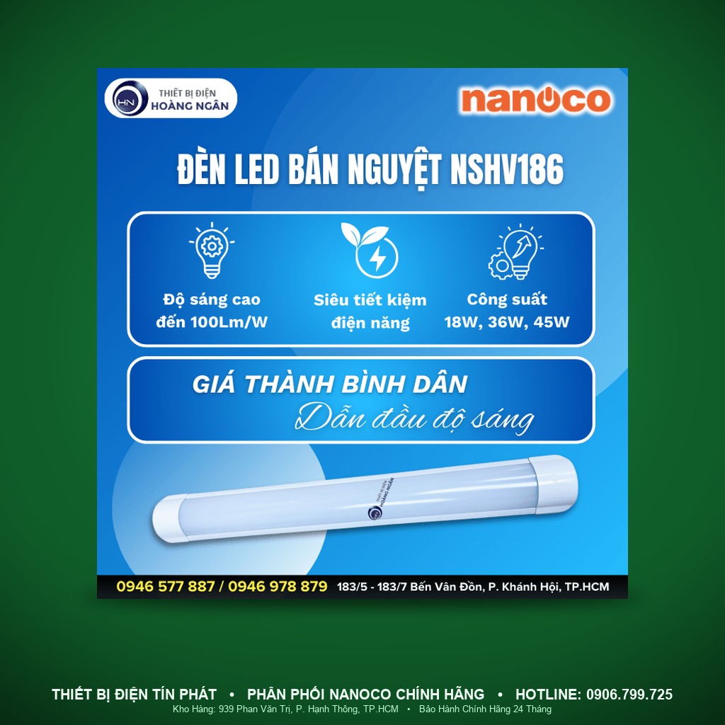 NSHV366 - NSHV366 – Đèn LED bán nguyệt 36W 6500K dài 1,2m - Nanoco