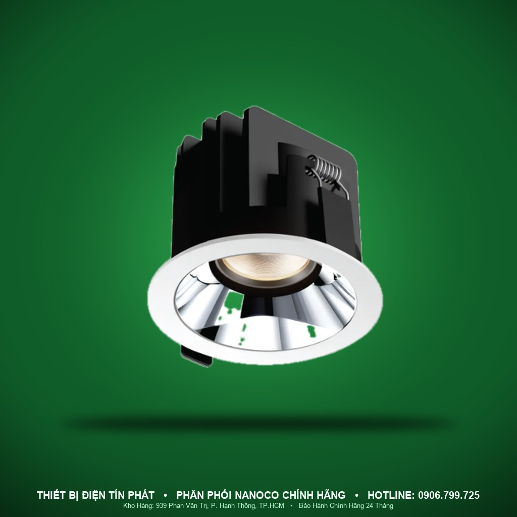 NSP12WC243 - NSP12WC243 – Đèn Spotlight âm trần Nova Series chóa chrome, 12W, góc chiếu 24°, vàng 3000K, khoét lỗ Ø75mm - Nanoco