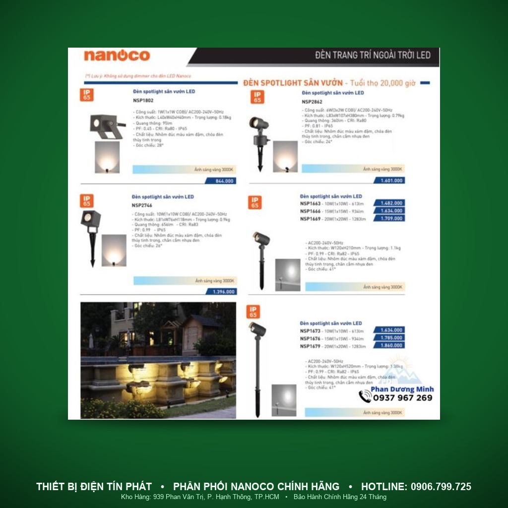 NSP1663 - NSP1663 – Đèn spotlight sân vườn 7W 3000K, IP65 - Nanoco