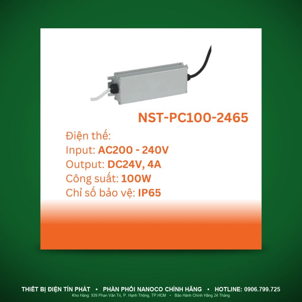 NST-PS100-2465 - NST-PS100-2465 – Bộ nguồn DC24V 100W IP65 - Nanoco