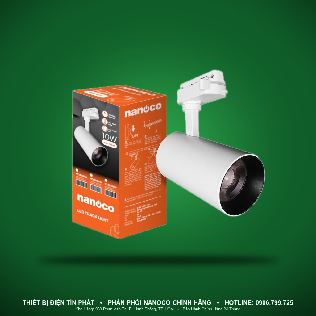 NTRE105W - NTRE105W – Đèn LED Track Light T2 10W 5000K thân trắng - Nanoco